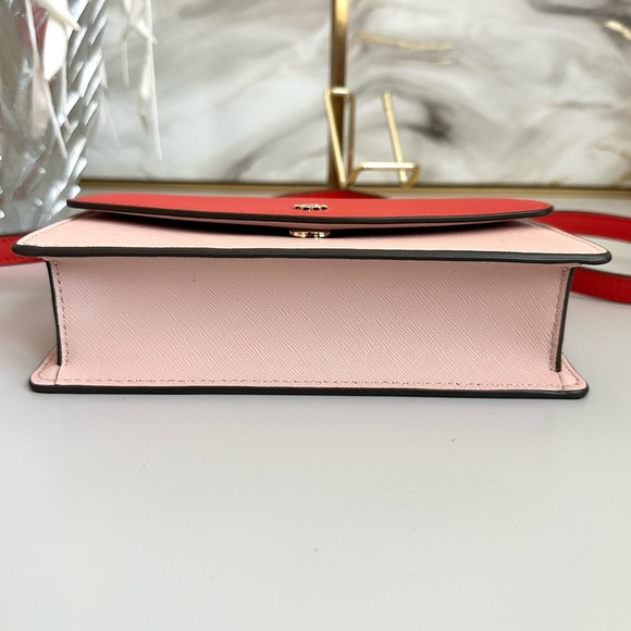 Like New Tory Burch EMERSON COLOR BLOCK MINI in BRIGHT SAMBA /PINK QUARTZ - Picture 4 of 12